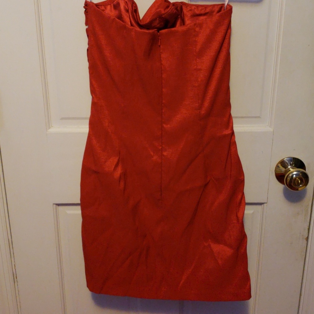 Ruched mini red dress - Picture 2 of 4